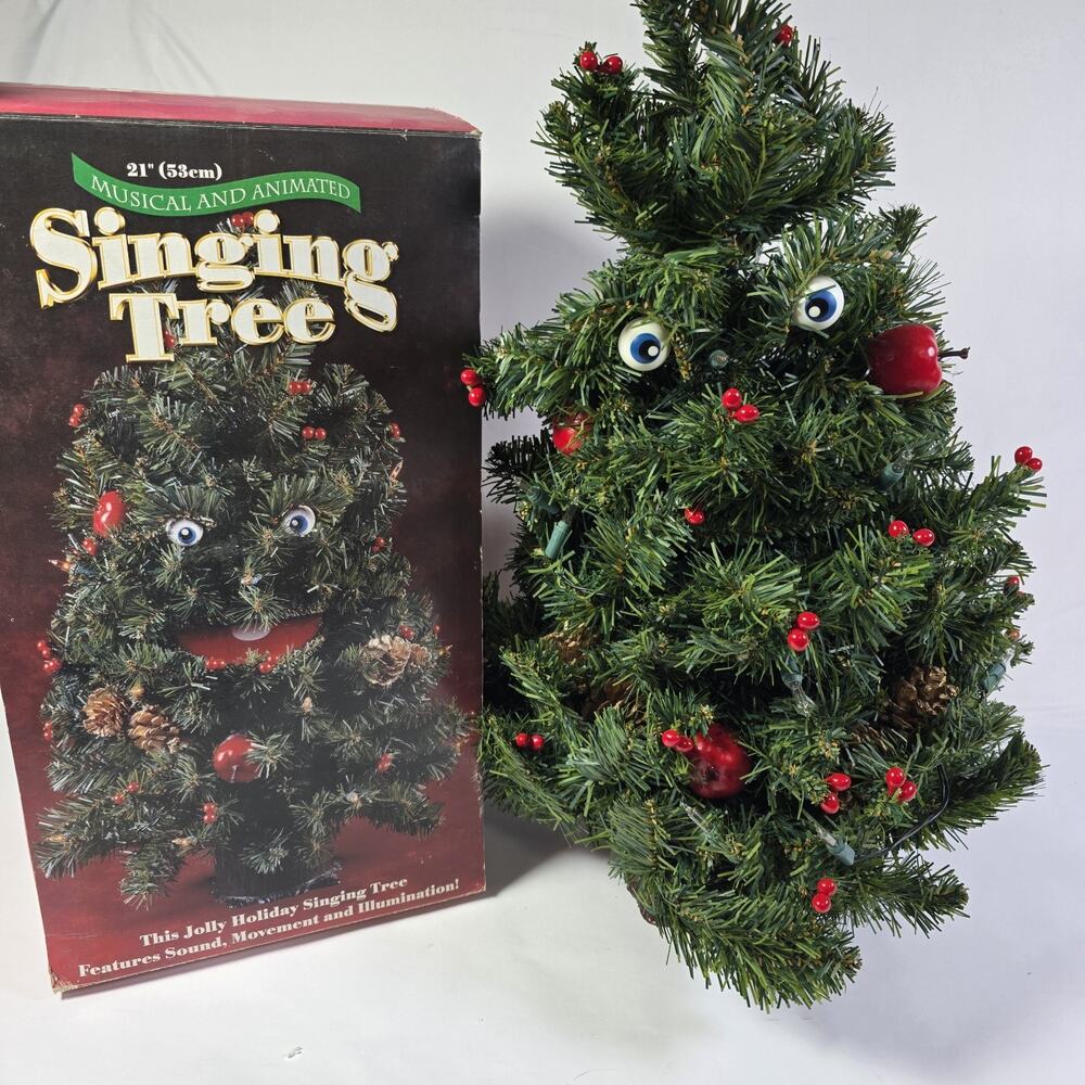 Vintage Musical & Animated 21" Jolly Holiday Singing Christmas Tree Working